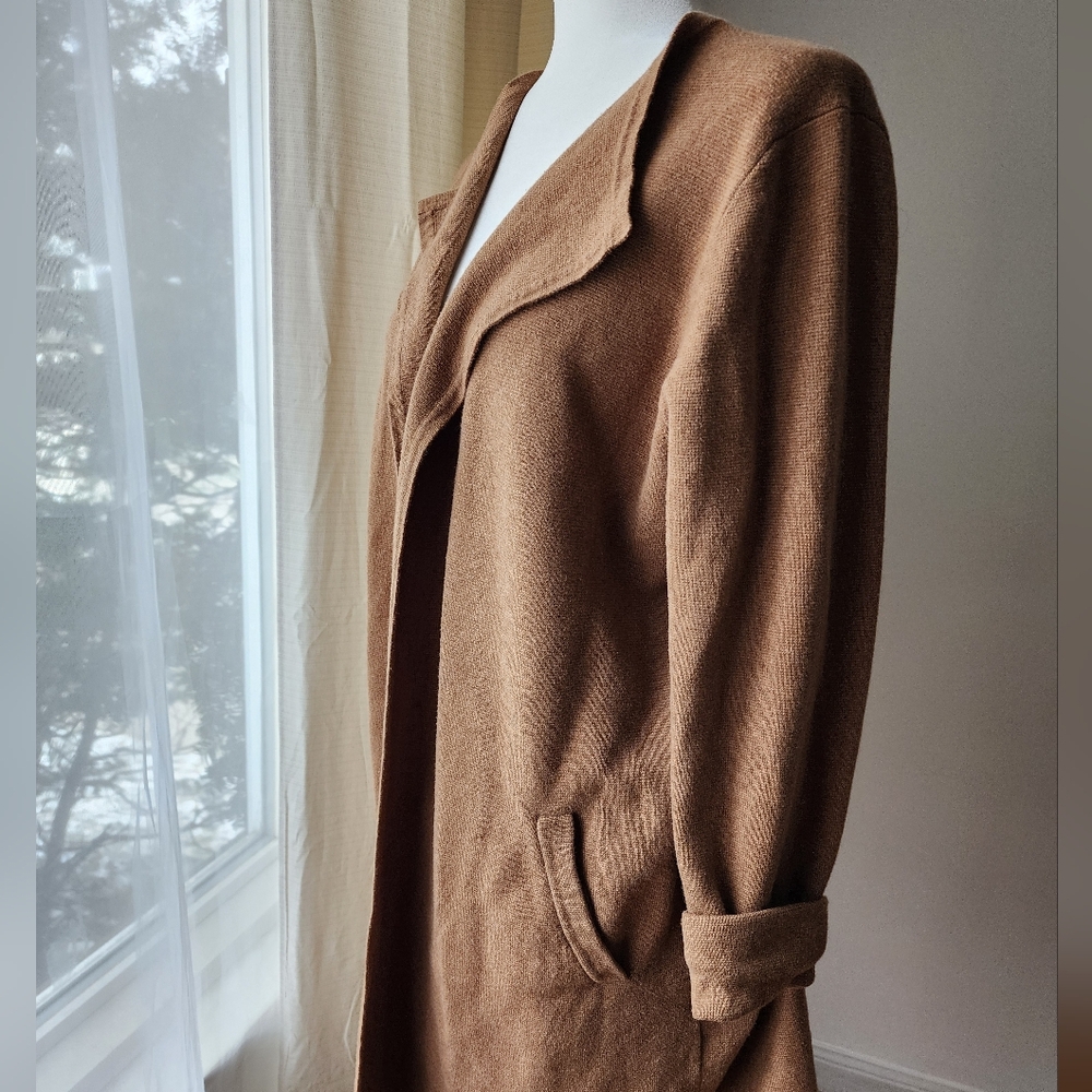 J.Crew, Tan Long Knit Cardigan, M 100% Cotton